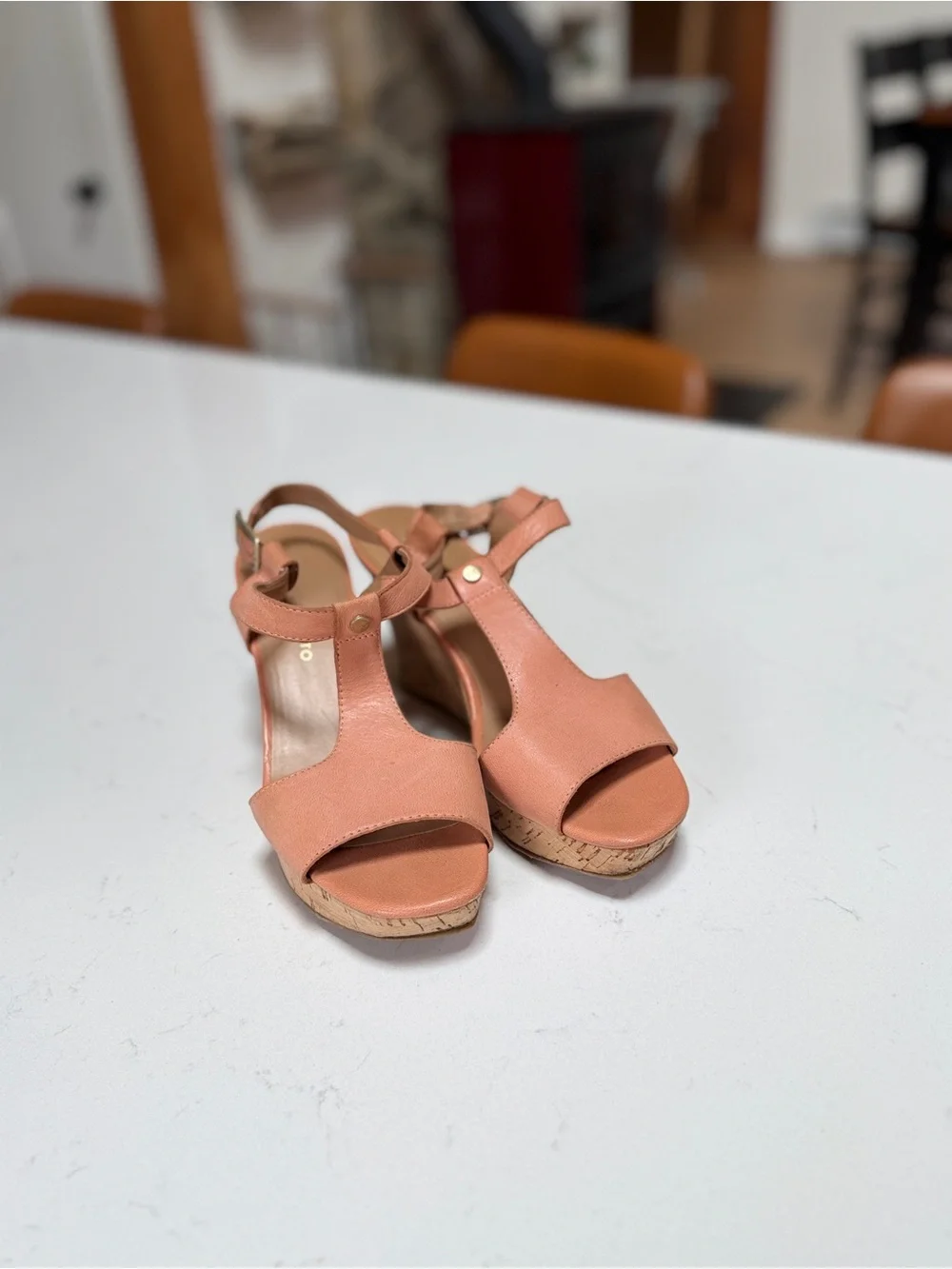Franco Sarto Coral T-Strap Cork Wedge Sandals